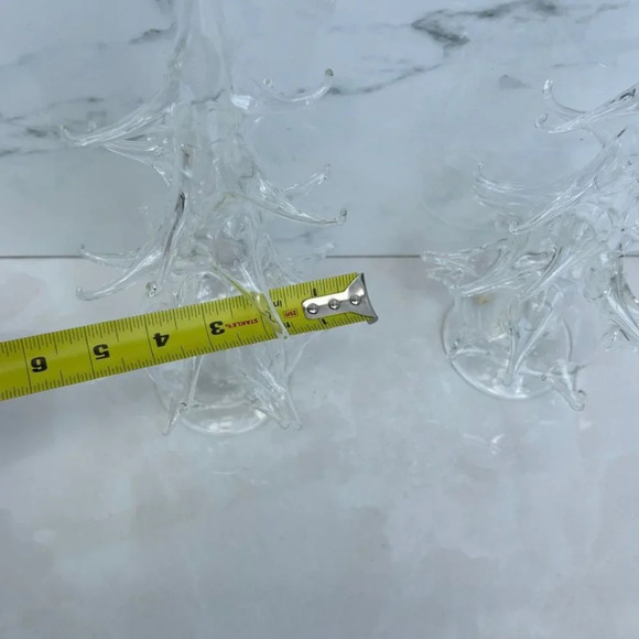 Vetro Italian Two Blown Glass Christmas Tree Decoration Crystal Clear Sz 12.5x4 - Picture 3 of 7